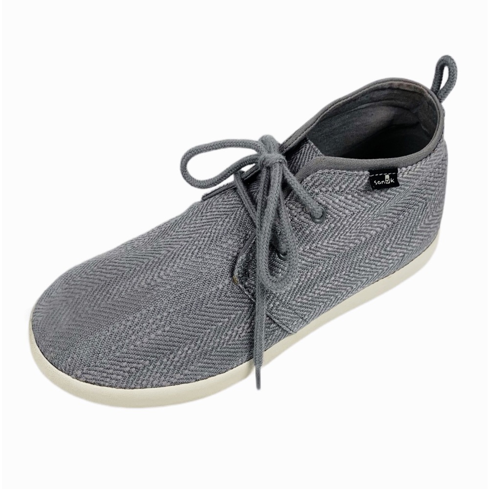Sanuk Men Gray Textile Lace Up Shoe Size 10